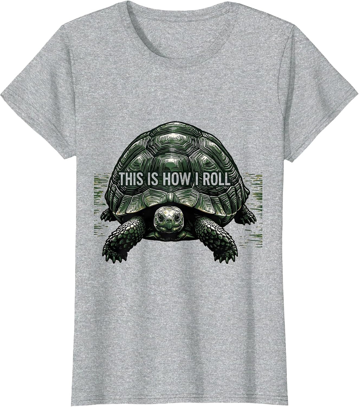 This Is How I Roll Funny Tortoise Pet Lover Linocut T-Shirt - Heather Grey