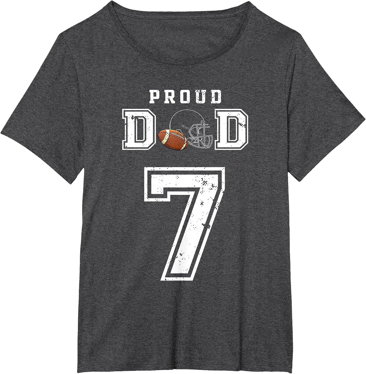 Custom Proud Football Dad Number 7 Personalized for Men T-Shirt - Dark Heather Grey
