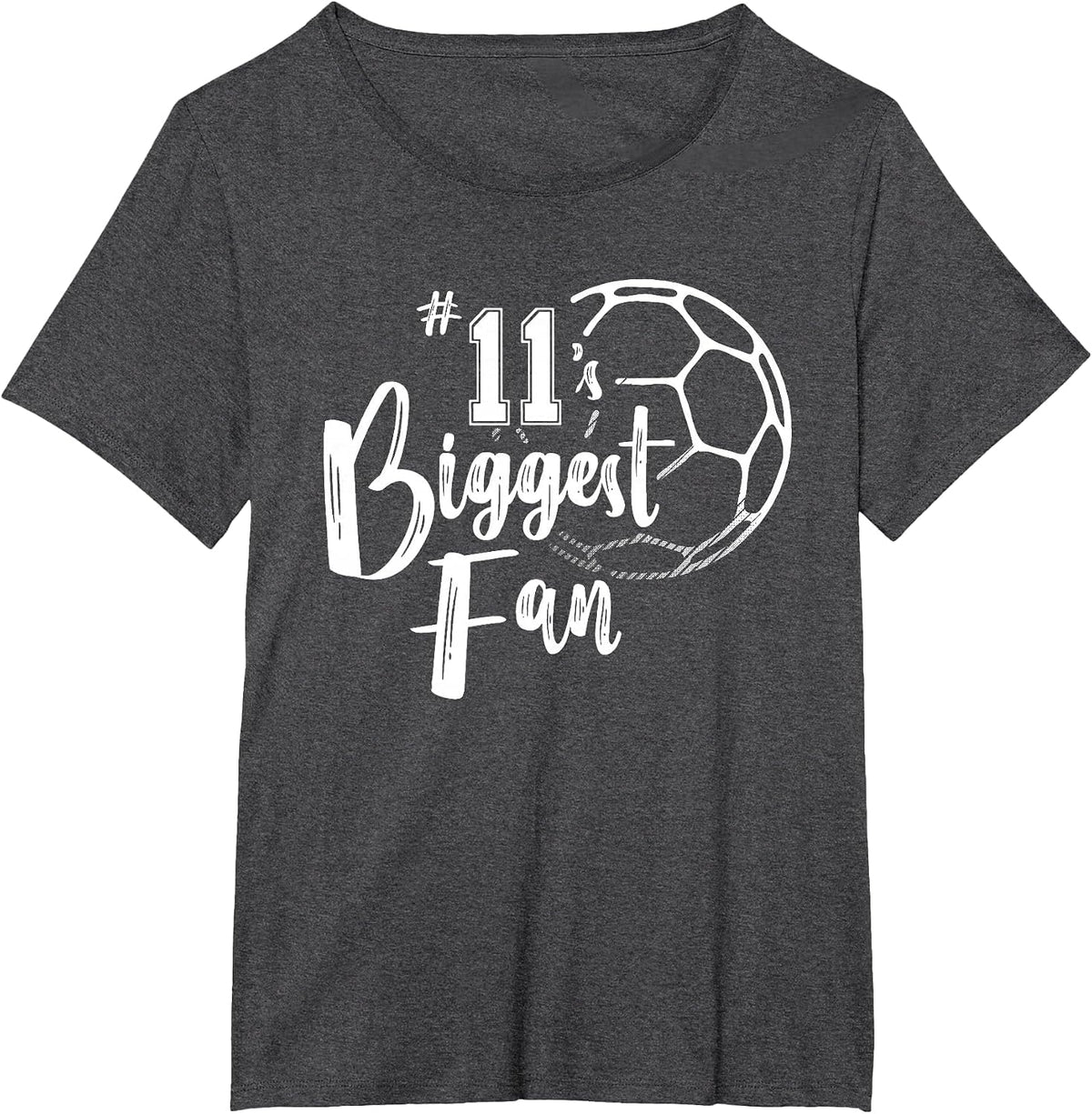 Number 11's Biggest Fan Shirt Soccer Player Mom Dad Family T-Shirt - Dark Heather Grey