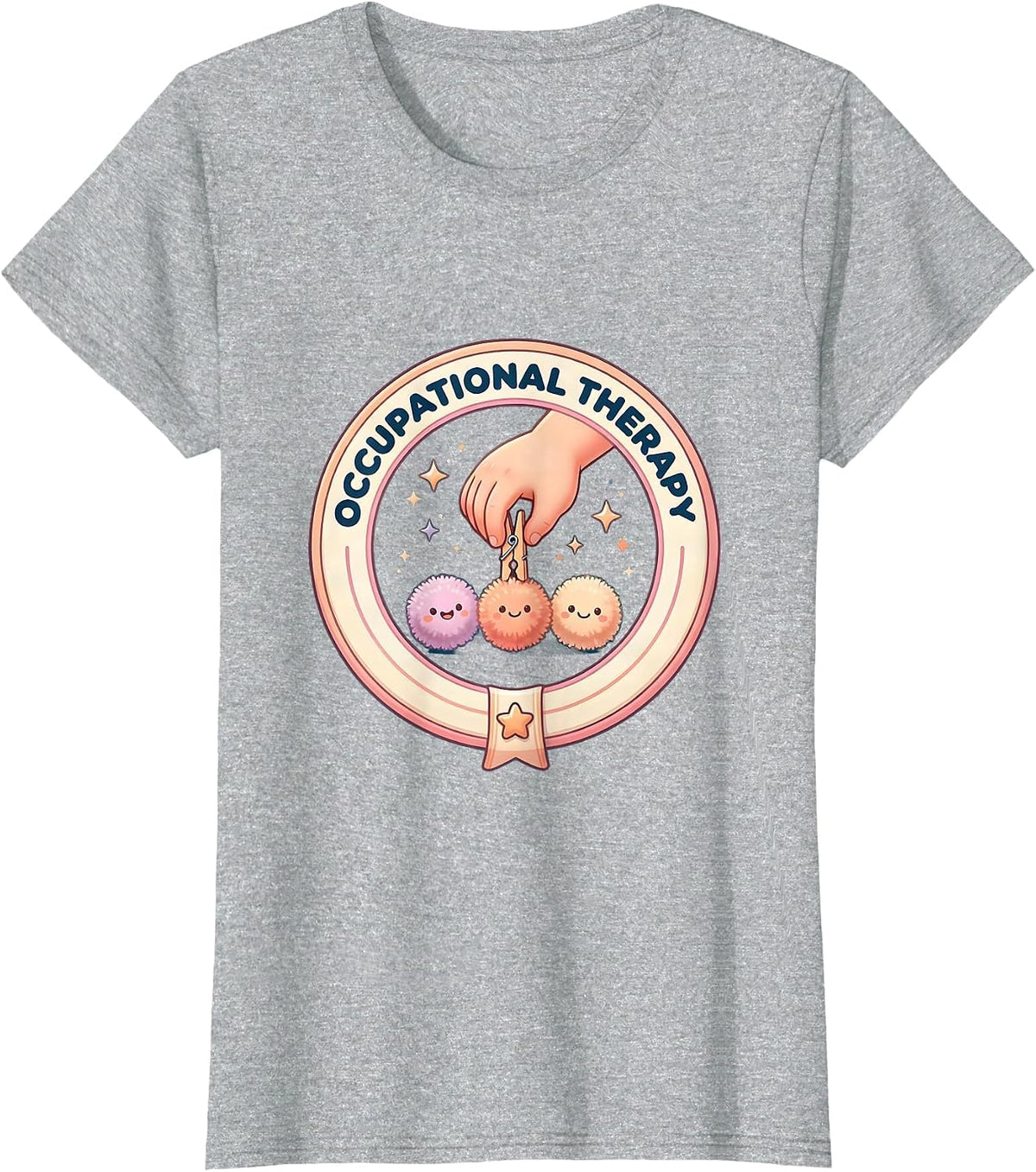 Women's Occupational Therapy Cute Kawaii OT Month Retro Badge T-Shirt - Heather Grey