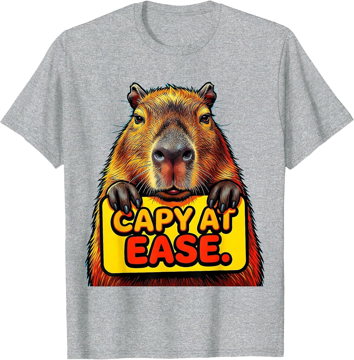 Men's Capy At Ease Pop Art Funny Capybara Meme Gamer T-Shirt - Heather Grey