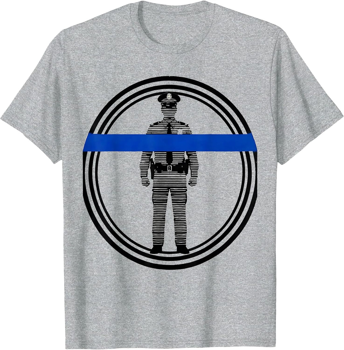 Men's Sealed Thin Blue Line Police Officer Tribute T-Shirt - Heather Grey