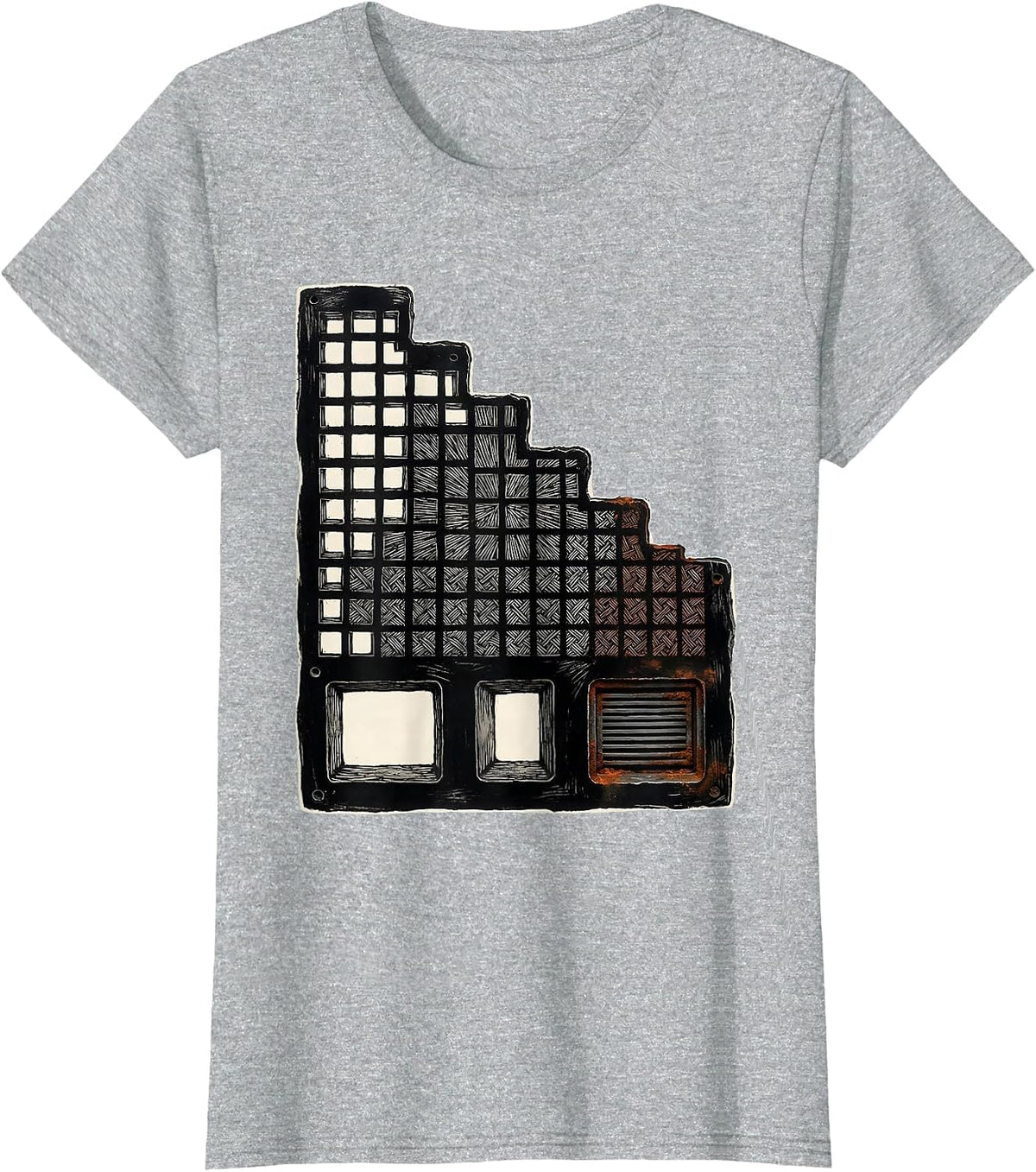 Periodic Table Assay Slab Linocut Science Teacher Humor T-Shirt - Heather Grey