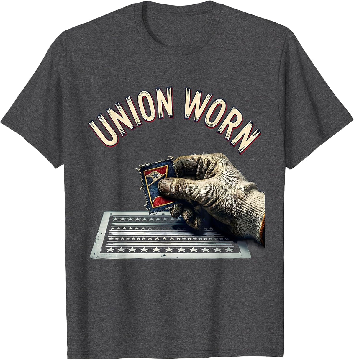 Union Worn Patriotic Labor Day Worker Pride Blue Collar T-Shirt - Dark Heather Grey