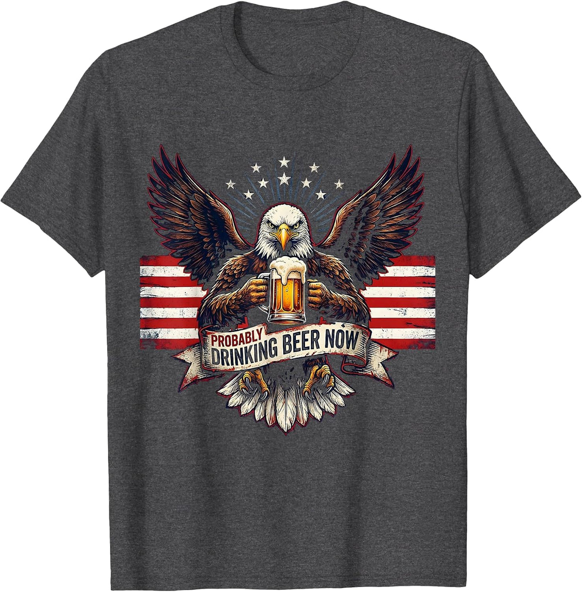 Men's Probably Drinking Beer Now Funny Beer Design T-Shirt - Dark Heather Grey