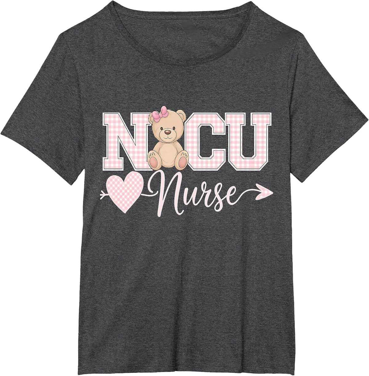 Coquette Bow NICU Team Neonatal ICU Nurse RN NICU Nursing T-Shirt - Dark Heather Grey