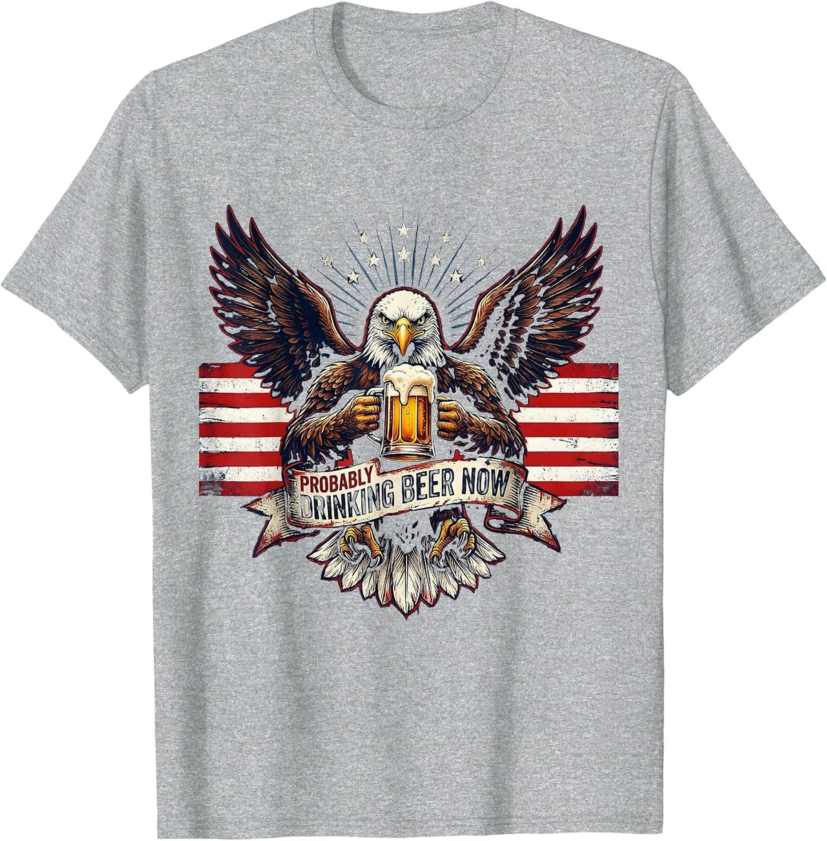 Men's Probably Drinking Beer Now Funny Beer Design T-Shirt - Heather Grey
