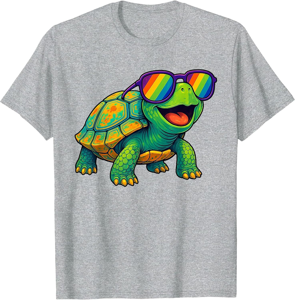 Colorful Turtle Sunglasses Funny Tortoise Wild Animal Jungle T-Shirt - Heather Grey