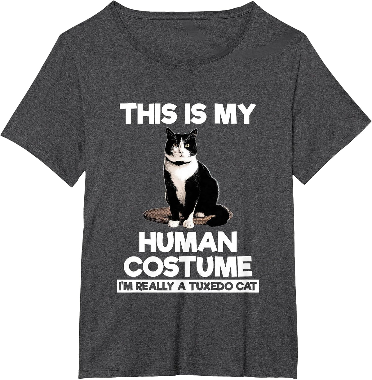 Funny Tuxedo Cat Shirt Halloween This is My Human Costume T-Shirt - Dark Heather Grey