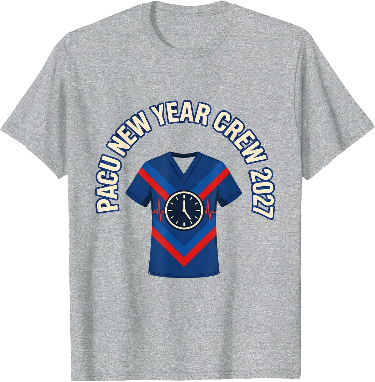 Men's PACU New Year Crew 2027 Humor Nurse Squad New Years Eve T-Shirt - Heather Grey