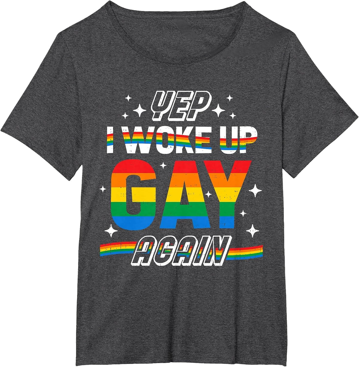 Funny LGBT Woke Up Gay Pride Rainbow Queer LGBTQ Month Men T-Shirt - Dark Heather Grey
