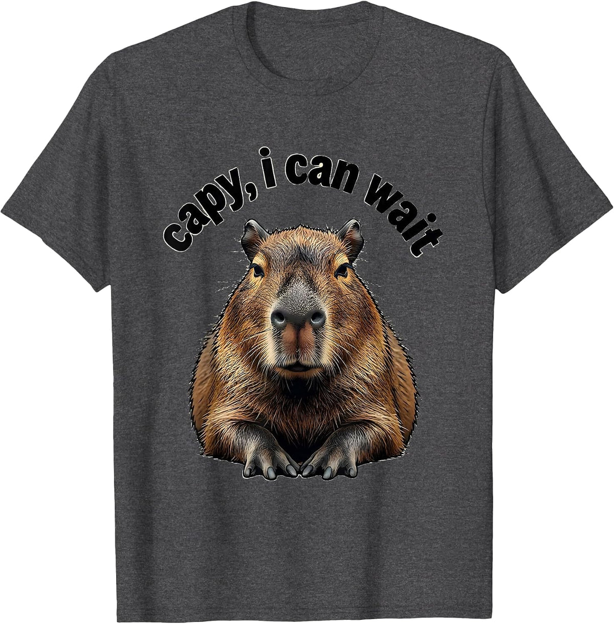 capy i can wait Funny Capybara Meme Animal Lover Humor T-Shirt - Dark Heather Grey