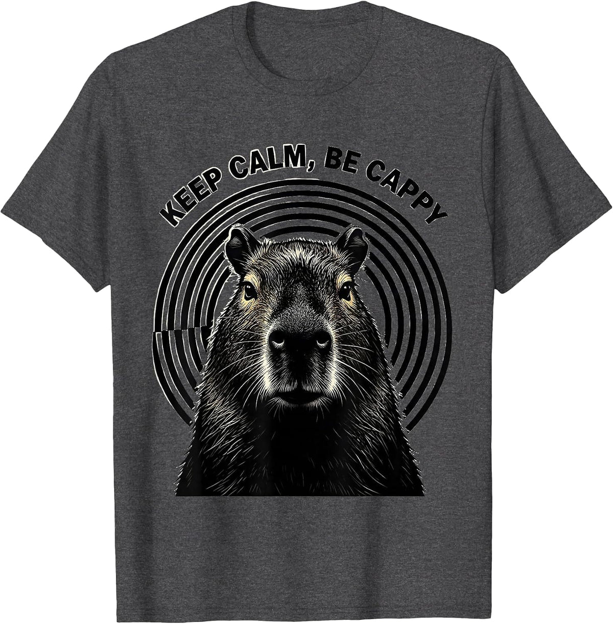 Men's Keep Calm Be Cappy Funny Capybara Meme Animal Humor T-Shirt - Dark Heather Grey