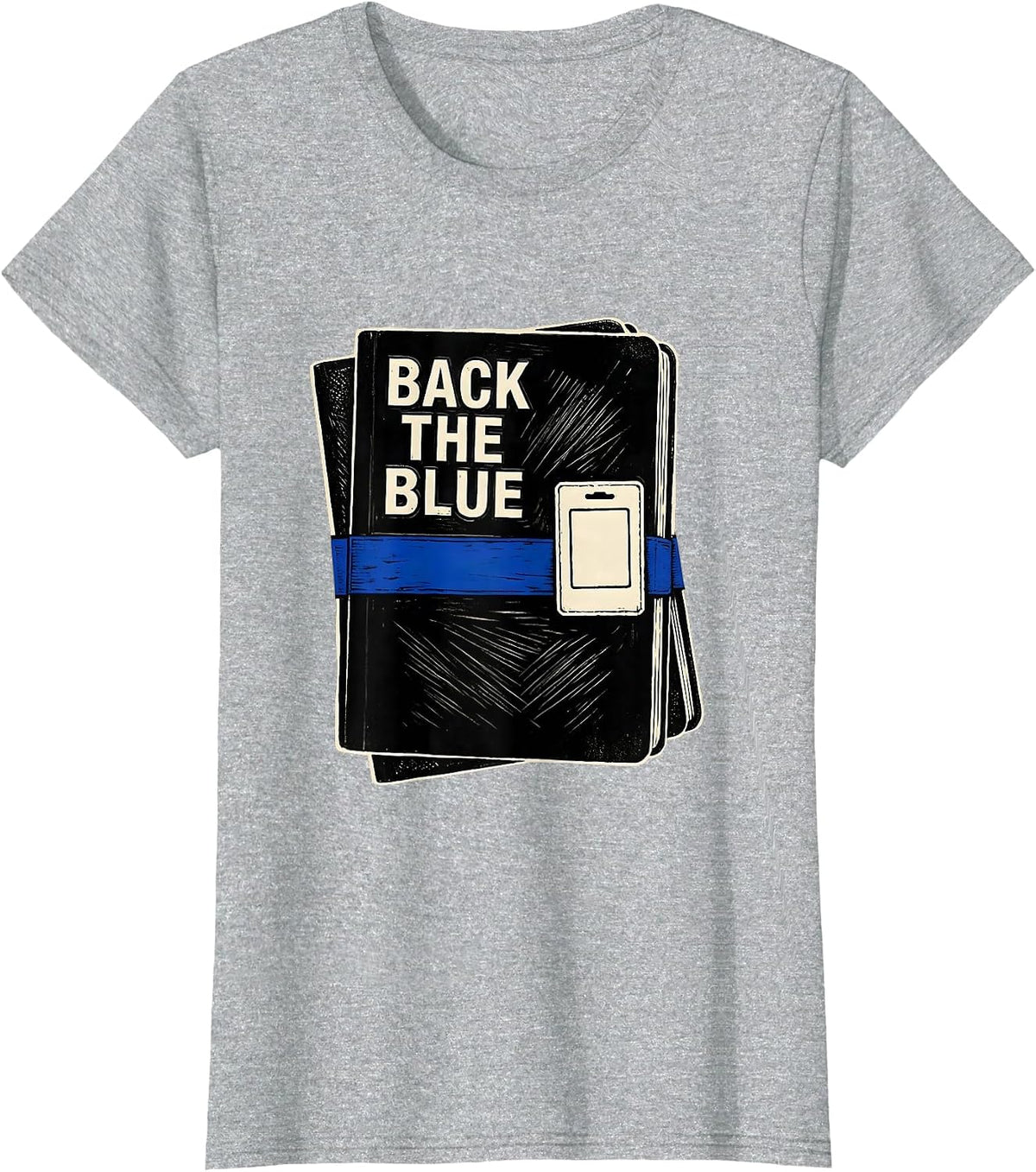 Back The Blue Thin Blue Line Police Support Family Pride T-Shirt - Heather Grey