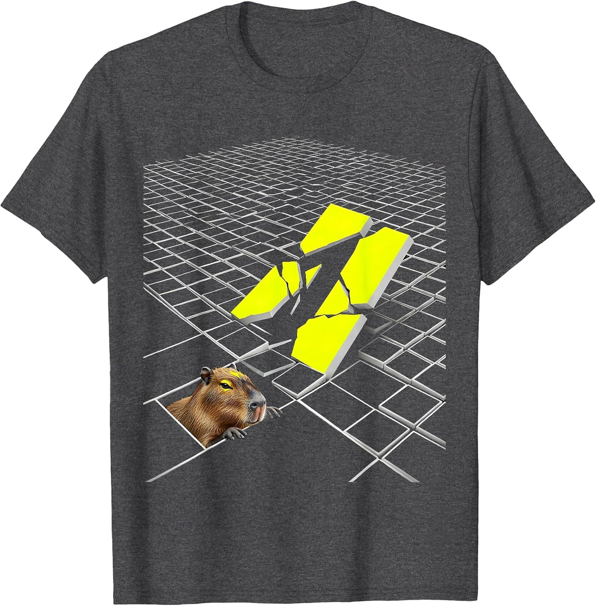 Men's Capybara Gamer Meme Funny Video Games T-Shirt - Dark Heather Grey