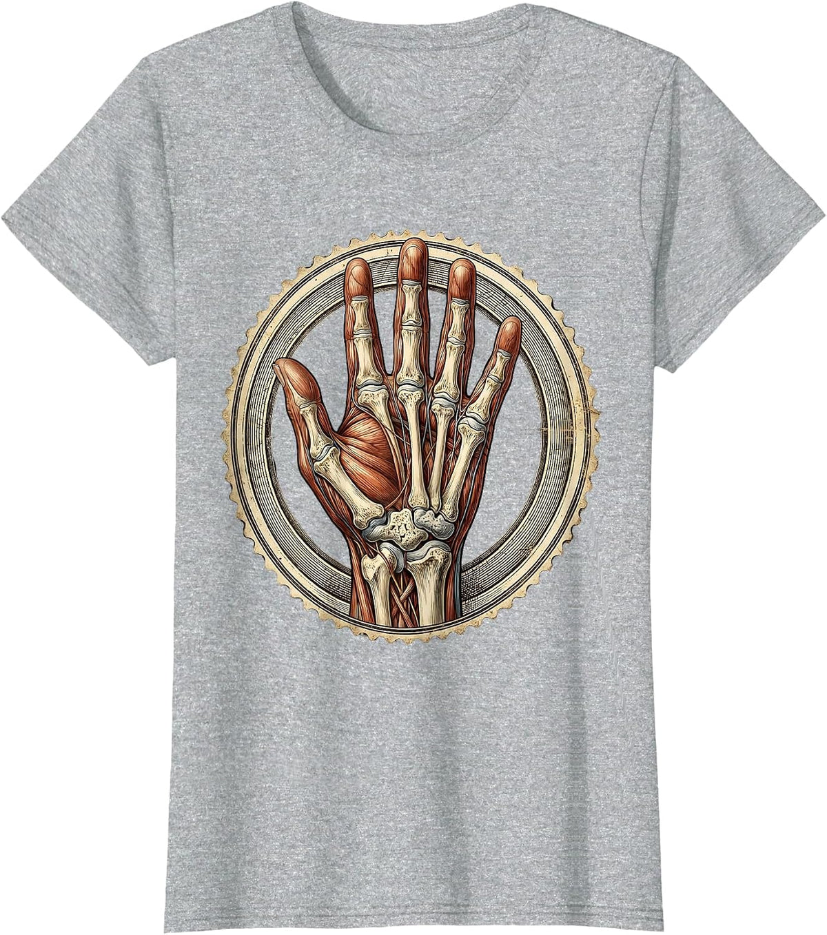 Women's Occupational Therapy Hand Anatomy Illustration T-Shirt - Heather Grey