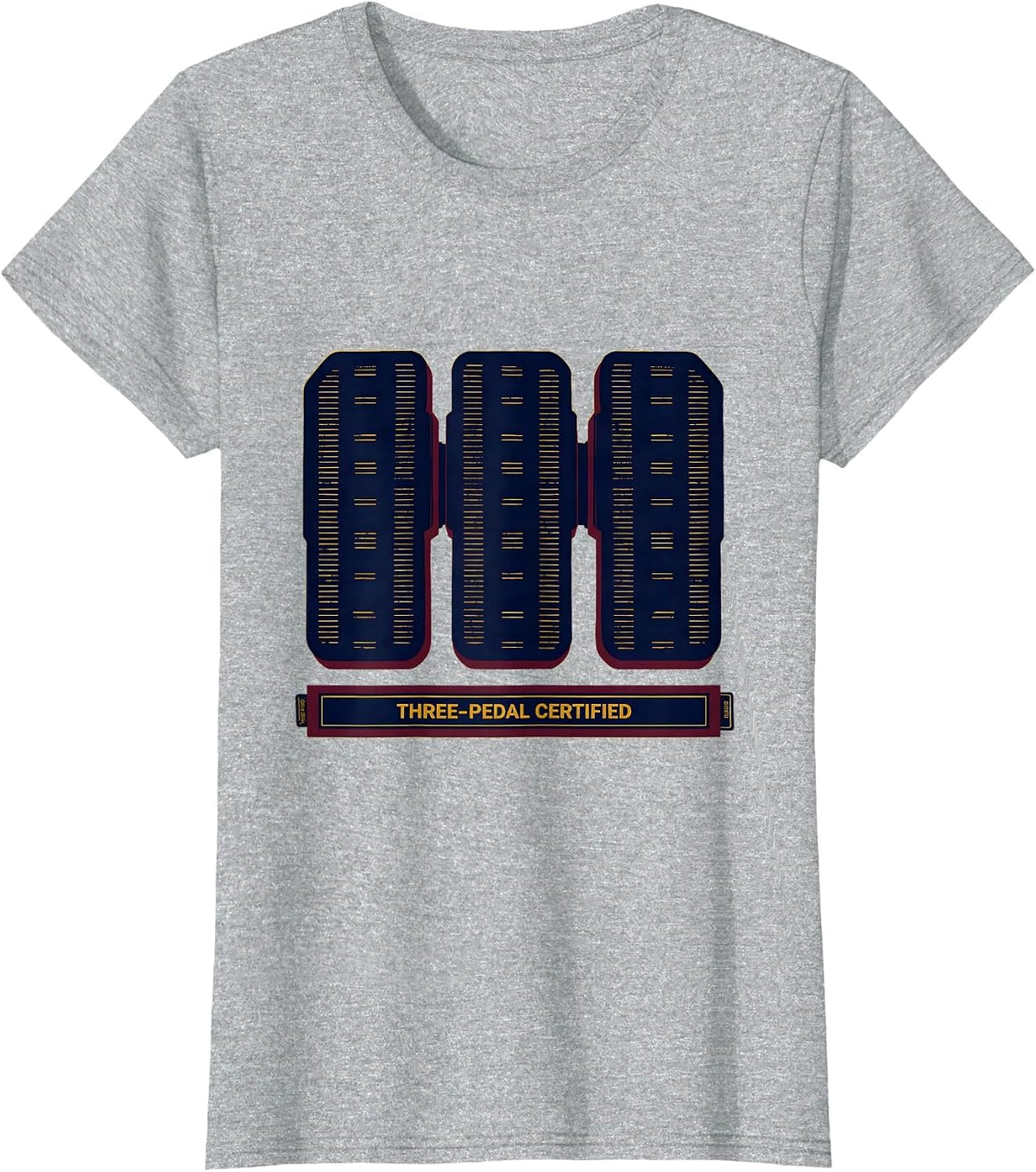 Three-Pedal Certified Manual Transmission Car Enthusiast T-Shirt - Heather Grey