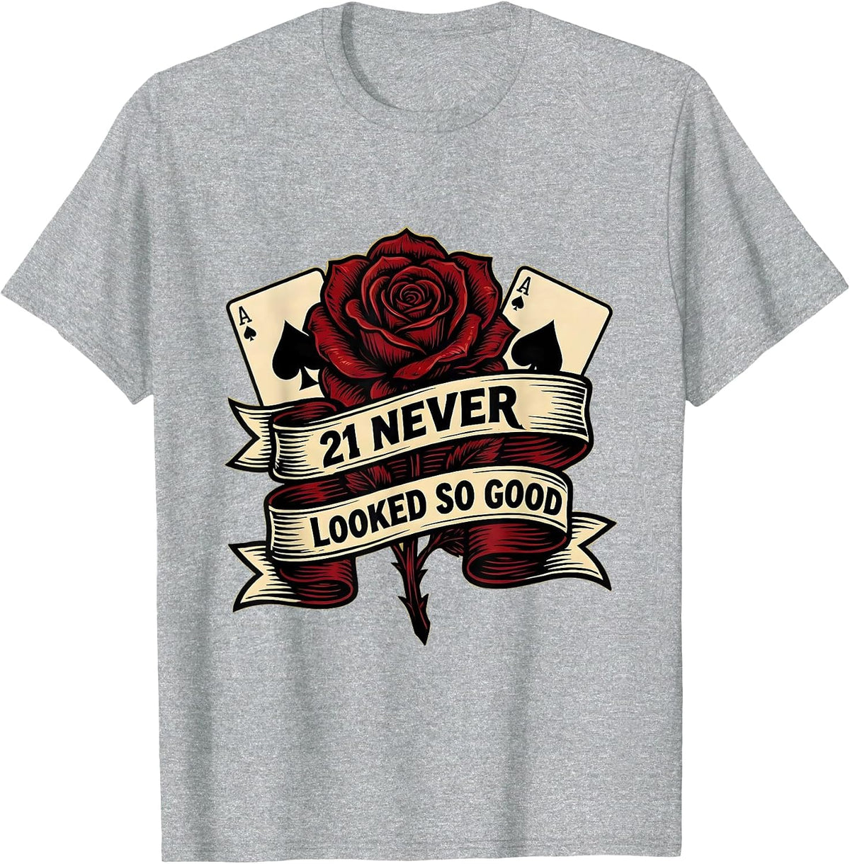 Men's 21 Never Looked So Good Birthday Design T-Shirt - Heather Grey