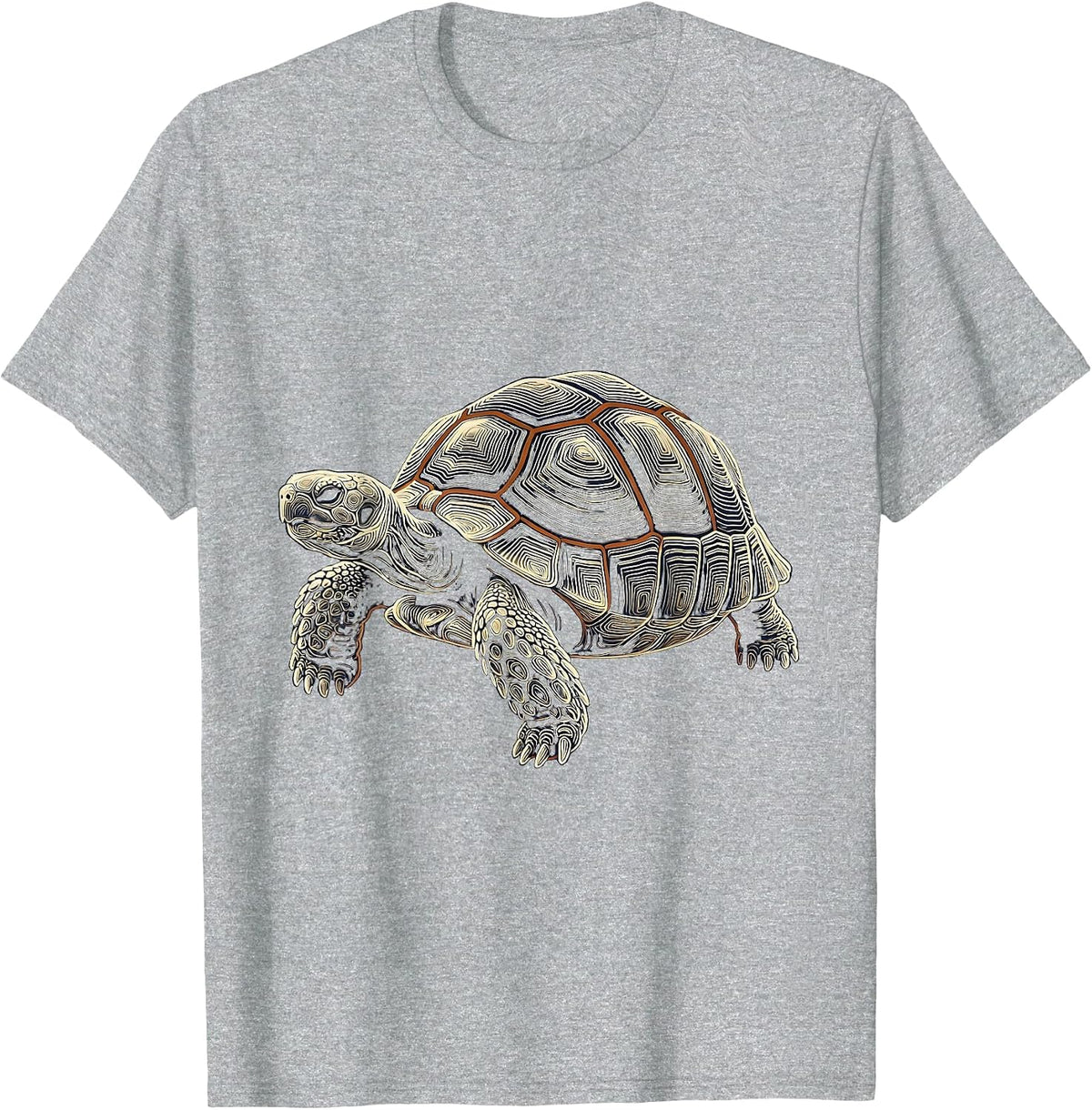 Men's Tortoise Contour Art Turtle Lover Gift T-Shirt - Heather Grey