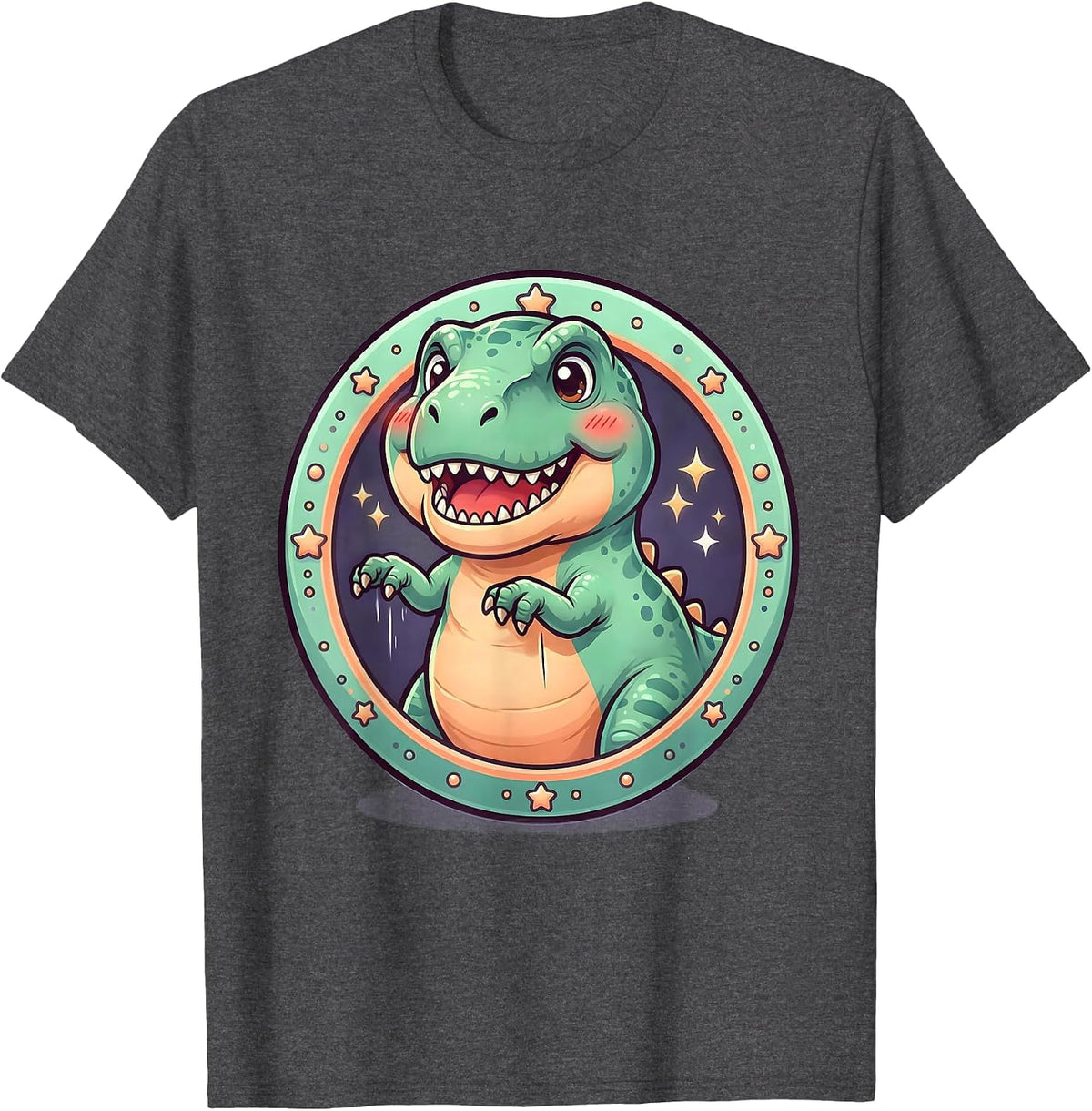 Funny T-Rex Arms Too Short To Clap Dinosaur T-Shirt - Dark Heather Grey