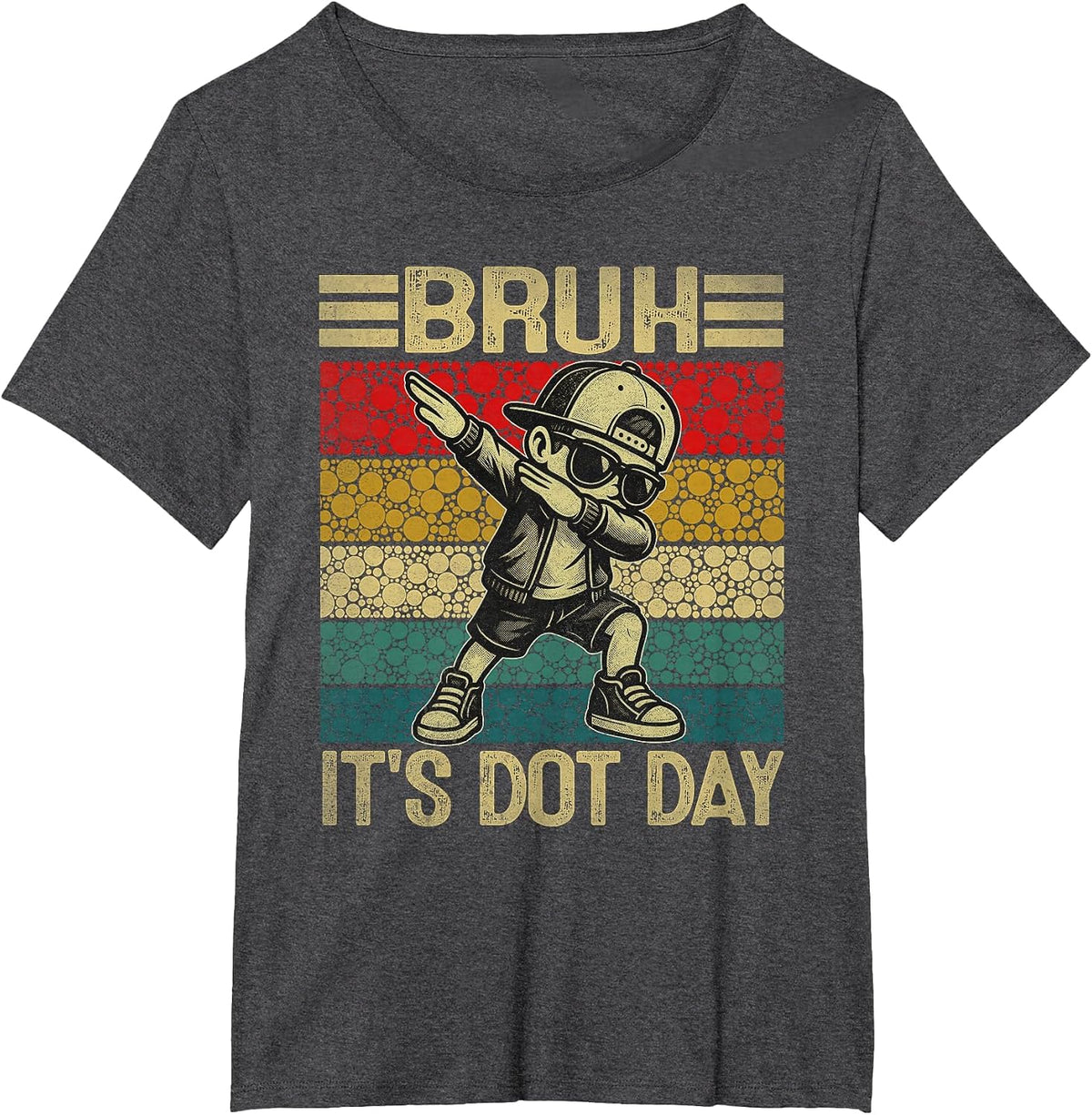 Bruh It's Dot Day Dabbing Boy Happy Dot Day Boy Student Kids T-Shirt - Dark Heather Grey