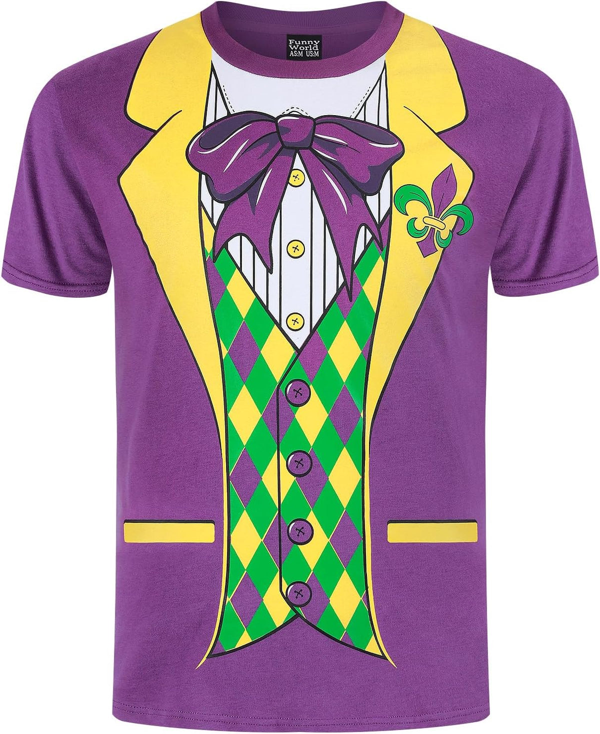 Funny World Tuxedo T-Shirt for Men Wedding Prom Halloween Christmas Party - Purple