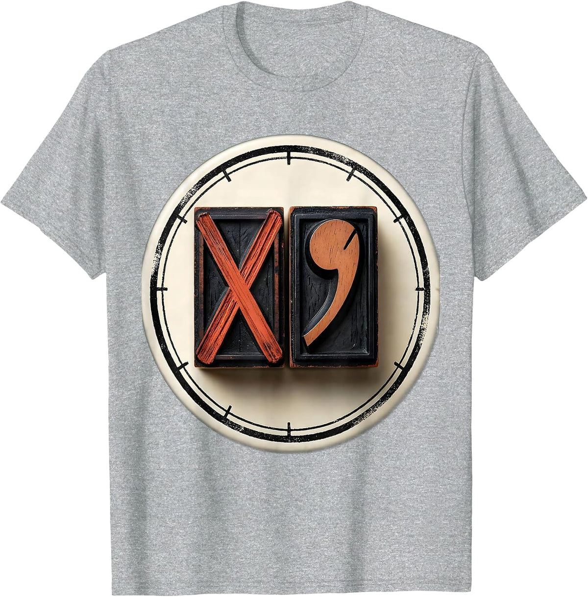 Men's Locked Wood Block Punctuation Grammar Teacher Humor T-Shirt - Heather Grey