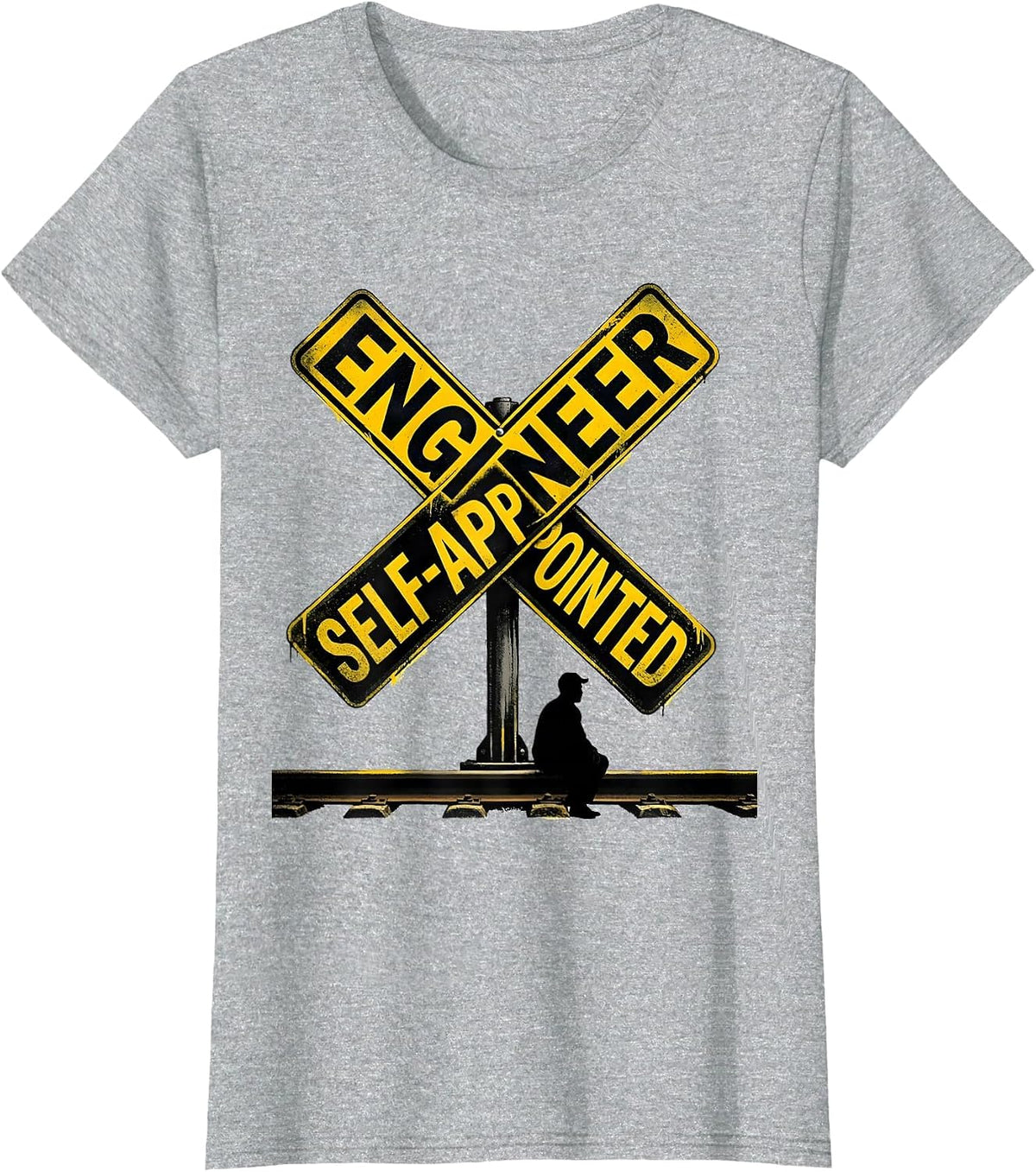 Women's Engineer, Self-Appointed Funny Train Enthusiast Locomotive T-Shirt - Heather Grey