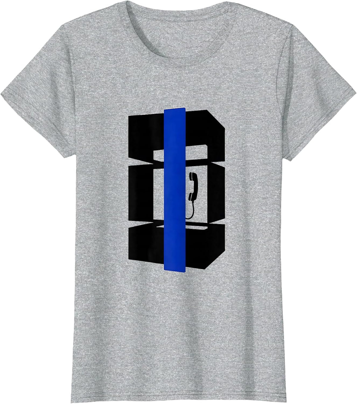 Police Call Box Thin Blue Line Support Minimalist T-Shirt - Heather Grey