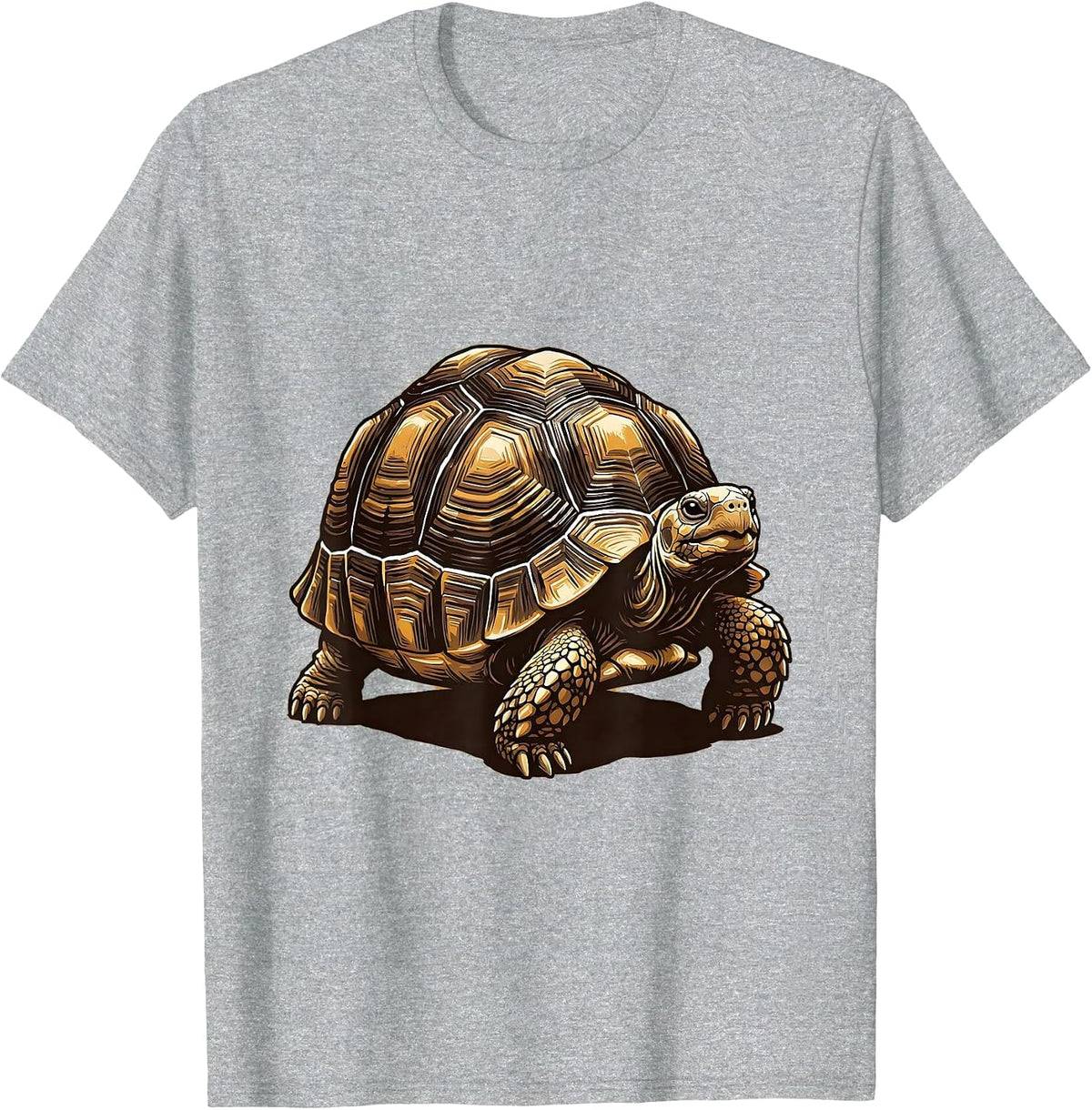 Men's Low Tortoise Playful Wood Type Letterpress Animal Lover T-Shirt - Heather Grey