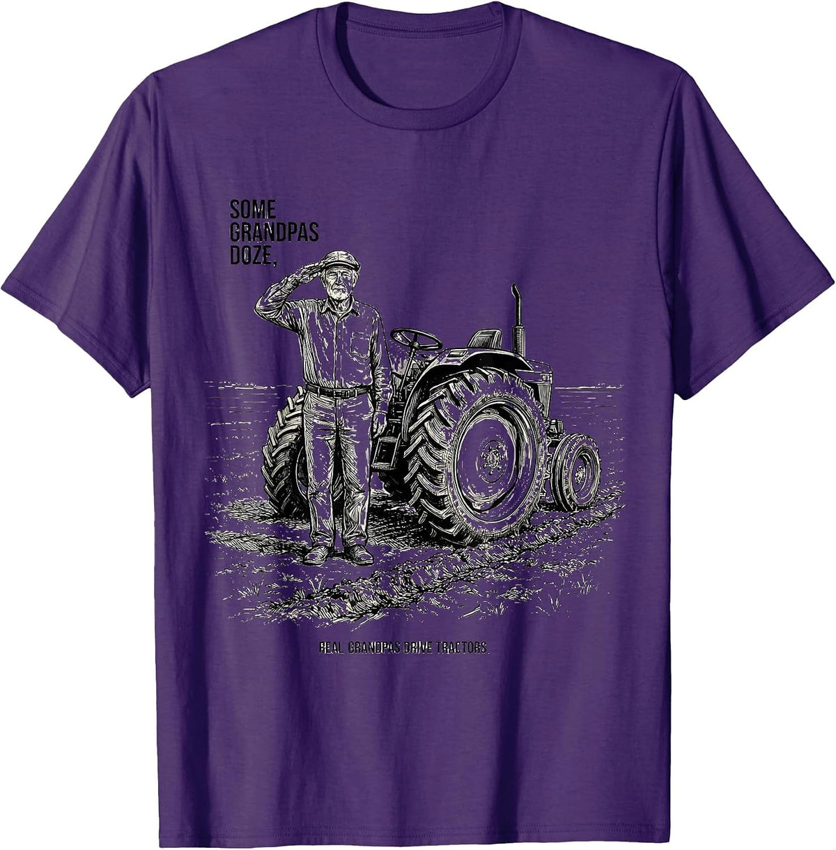 Men's Some Grandpas Doze, Real Grandpas Drive Tractors Farmer T-Shirt - Purple