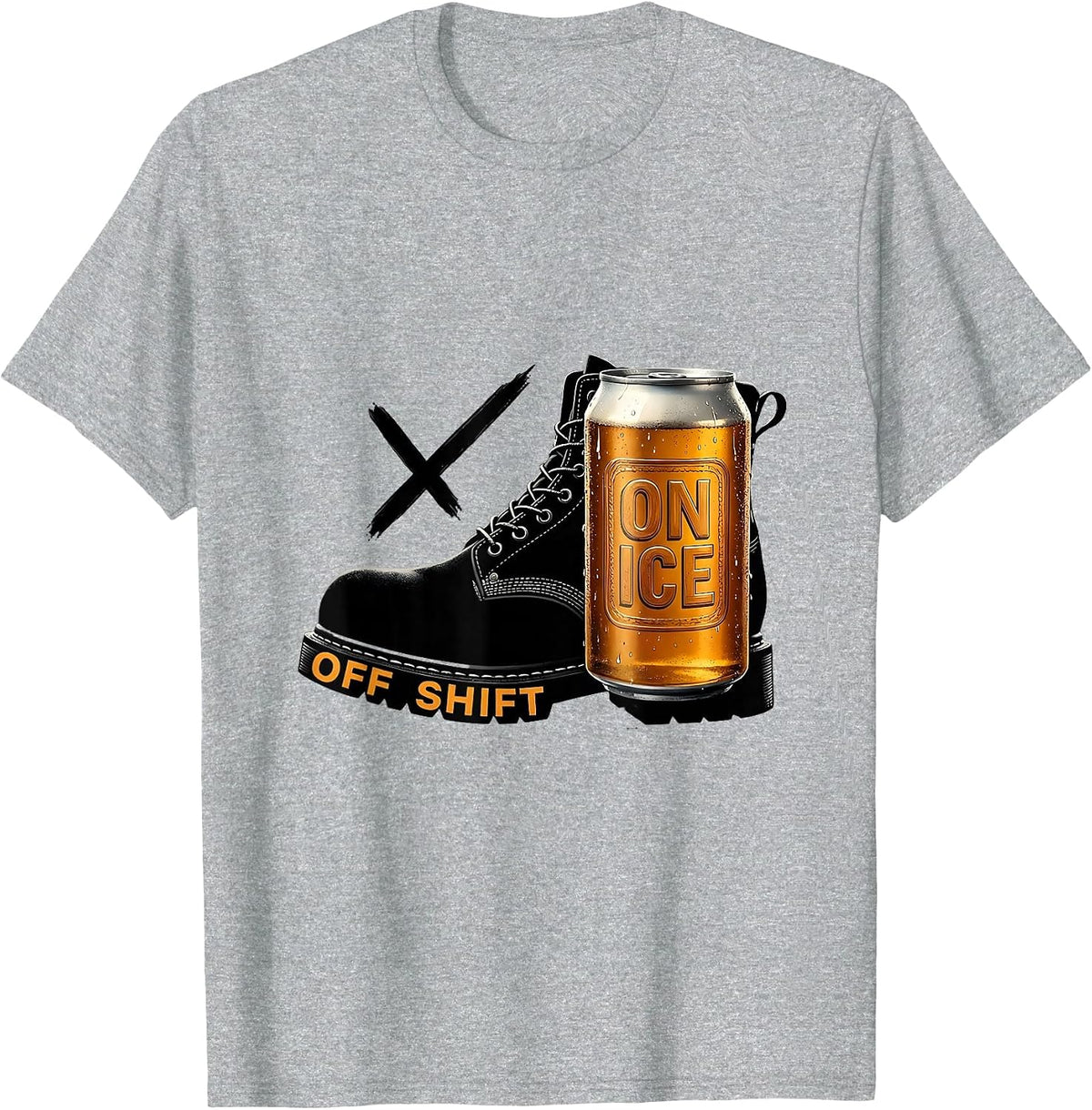 Men's Off Shift On Ice Funny Labor Day Beer Humor T-Shirt - Heather Grey