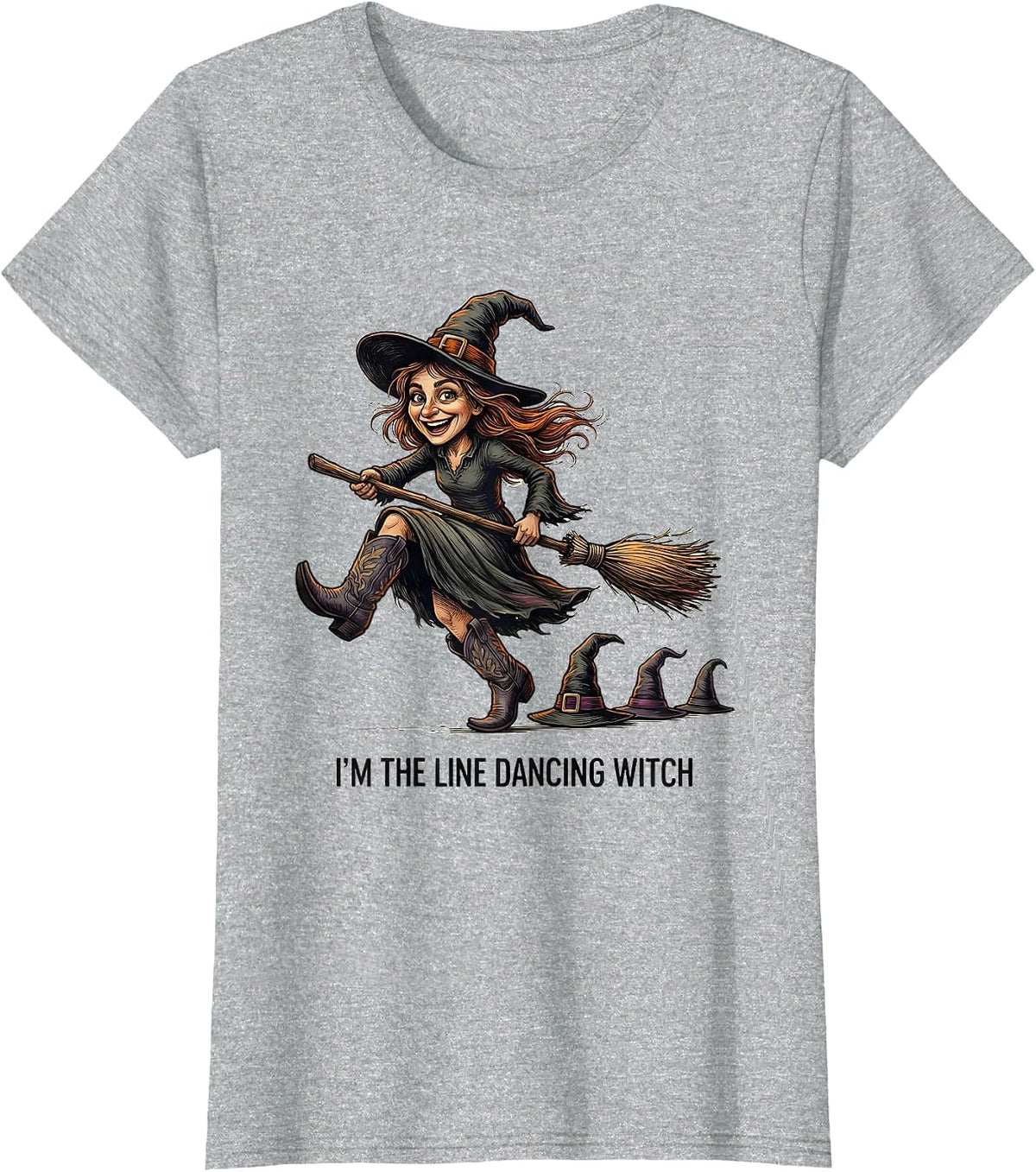 I'm The Line Dancing Witch Funny Halloween Matching Group T-Shirt - Heather Grey