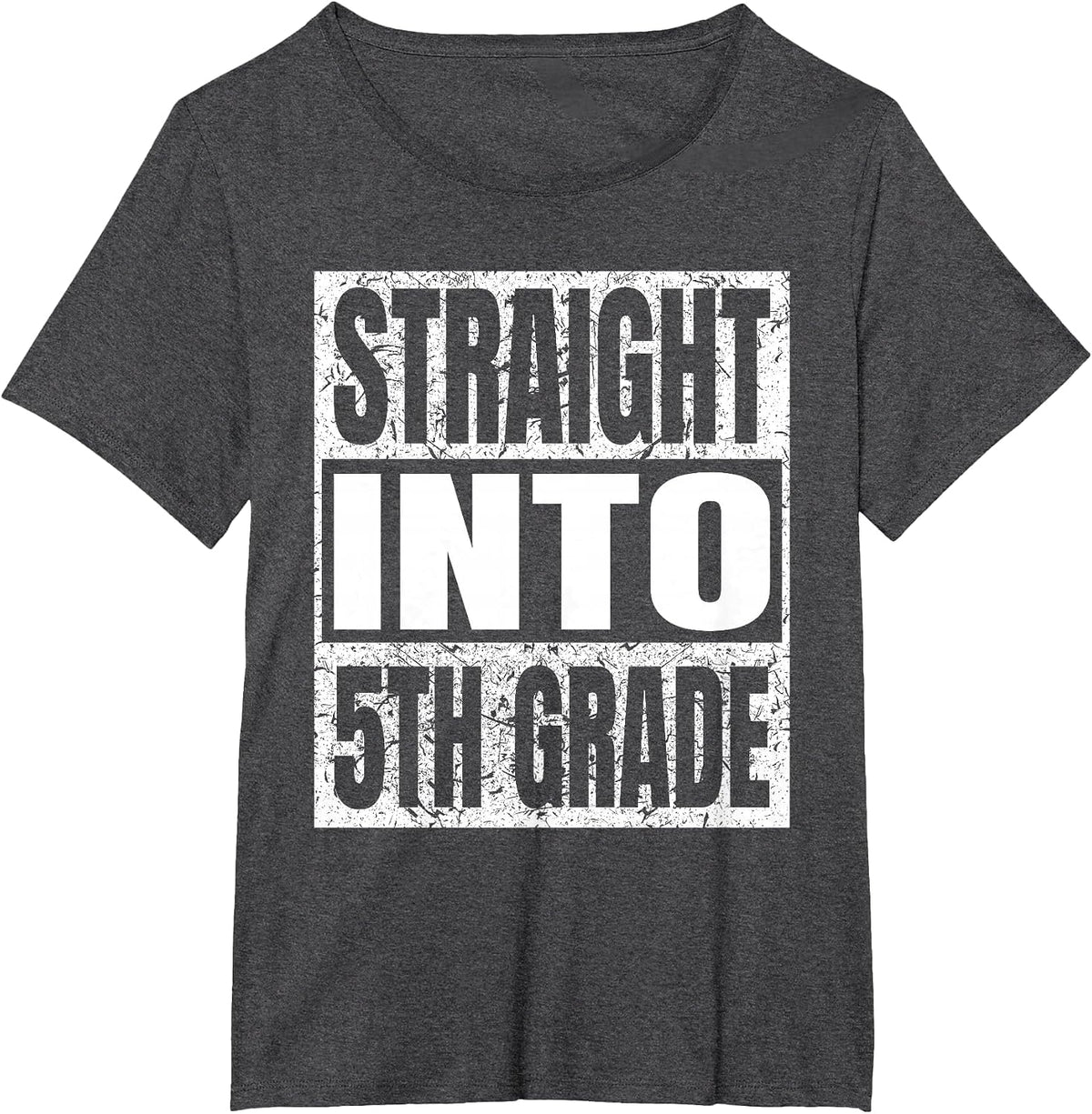 Straight Into 5th Grade Funny Tee Back to School Fifth Grade T-Shirt - Dark Heather Grey