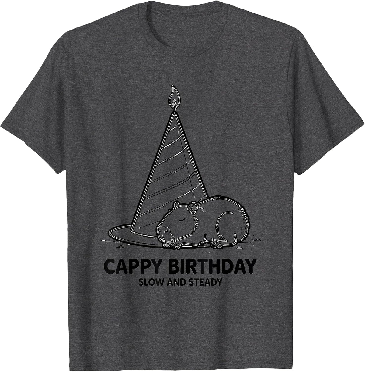 Men's Cappy Birthday Slow And Steady Cute Capybara Birthday Animal T-Shirt - Dark Heather Grey