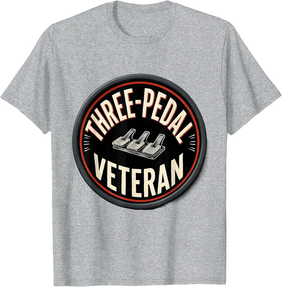 Men's Three-Pedal Veteran Manual Transmission Car Guy Humor T-Shirt - Heather Grey
