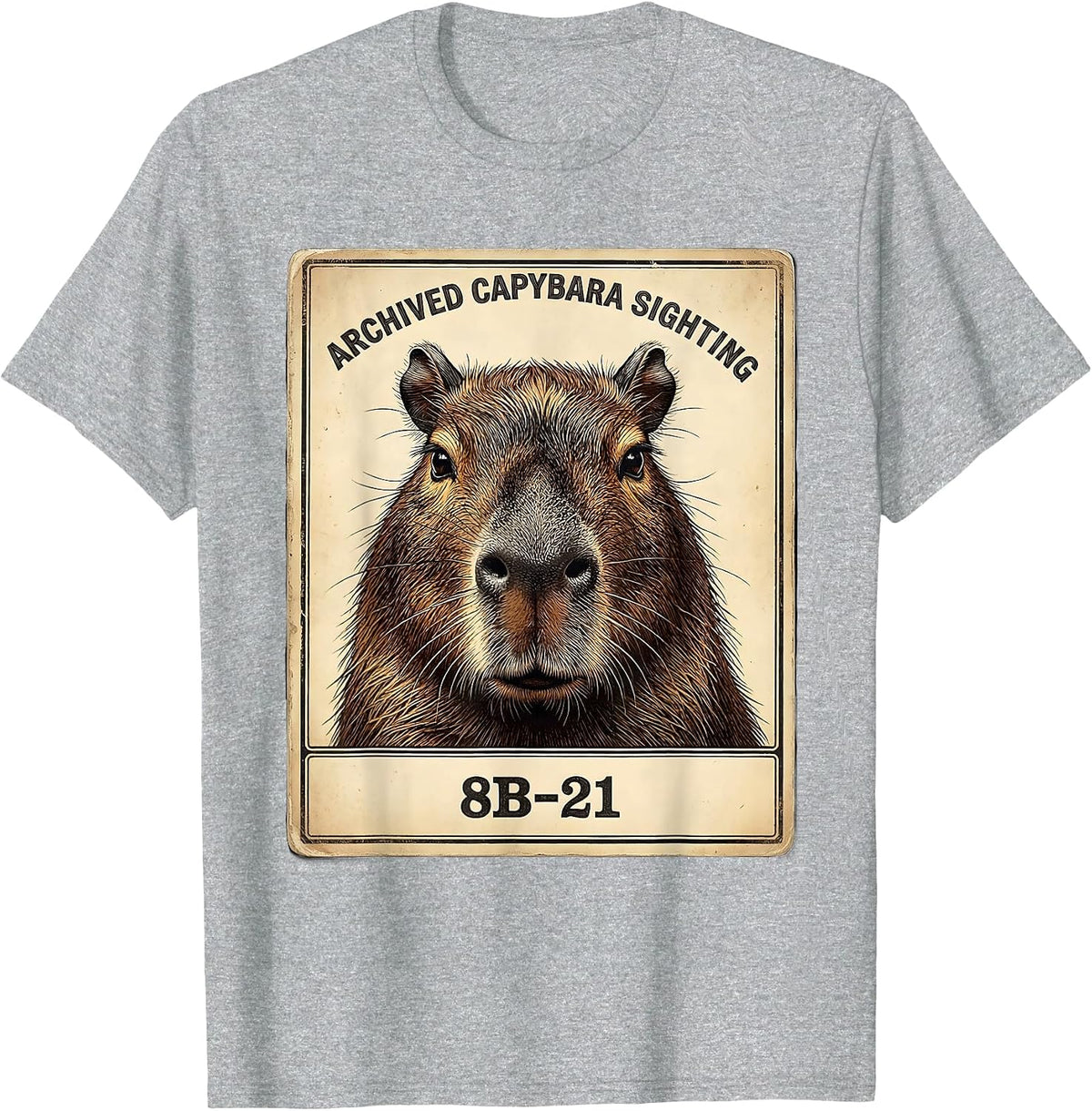 Men's Archived Capybara Sighting 8B-21 Funny Vintage Animal Meme T-Shirt - Heather Grey