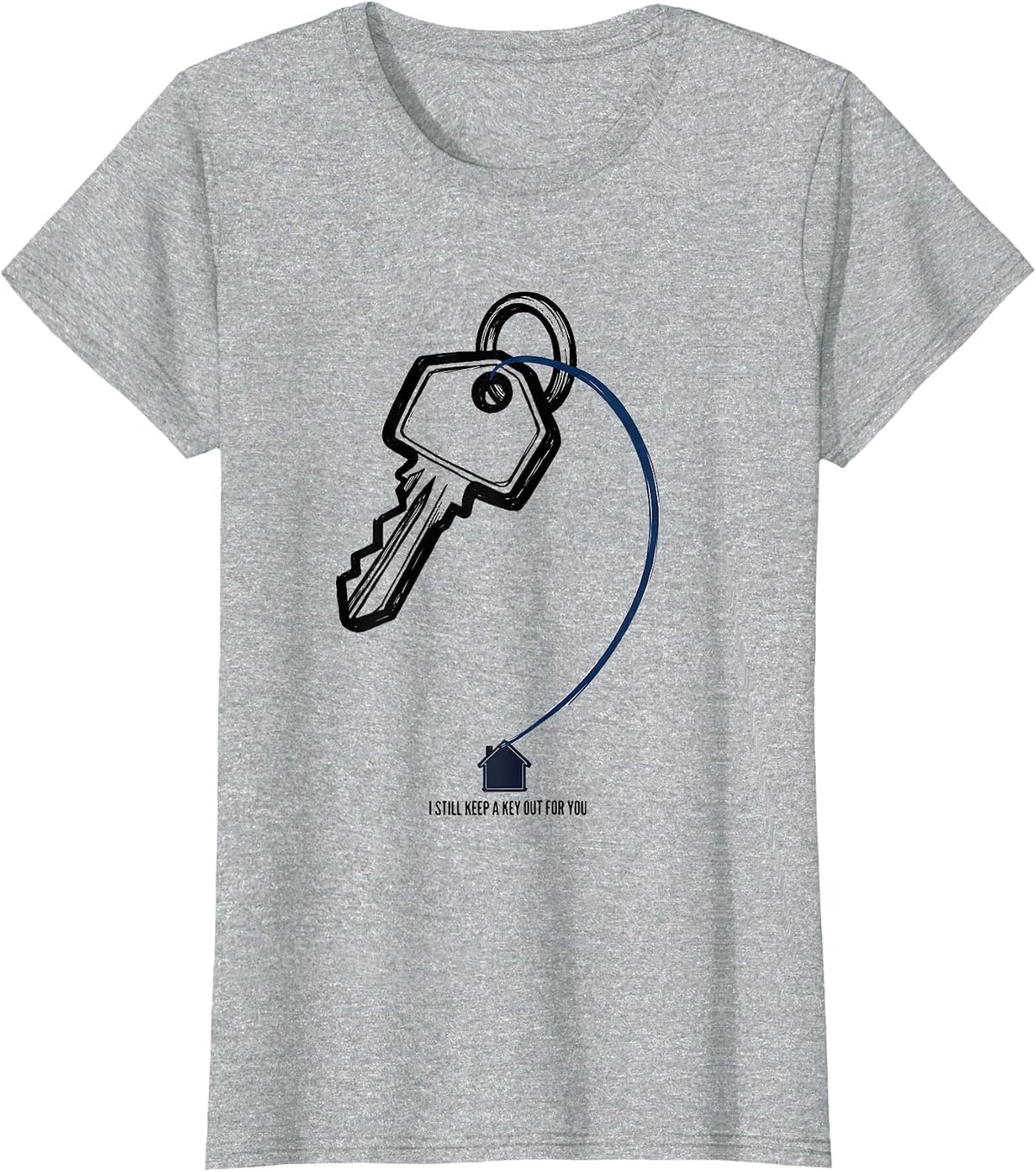 I Still Keep A Key Out For You Thin Blue Line Police Mom T-Shirt - Heather Grey