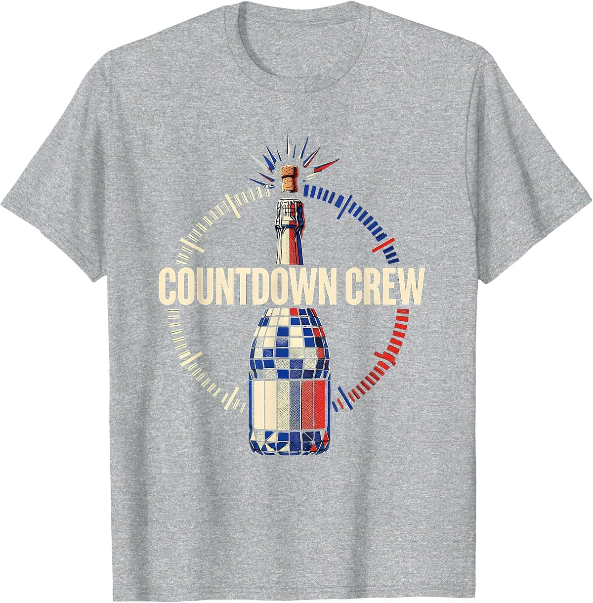 Men's Countdown Crew Geometric New Year Party Nurse Crew Matching T-Shirt - Heather Grey
