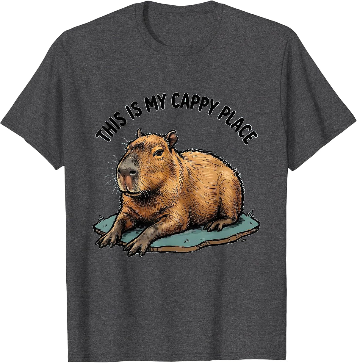 This Is My Cappy Place Funny Capybara Animal Humor Meme T-Shirt - Dark Heather Grey