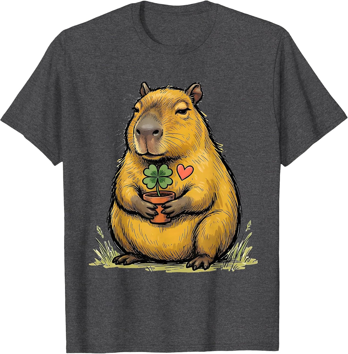 Men's Capybara Meme Kawaii Gamer Humor Cute T-Shirt - Dark Heather Grey