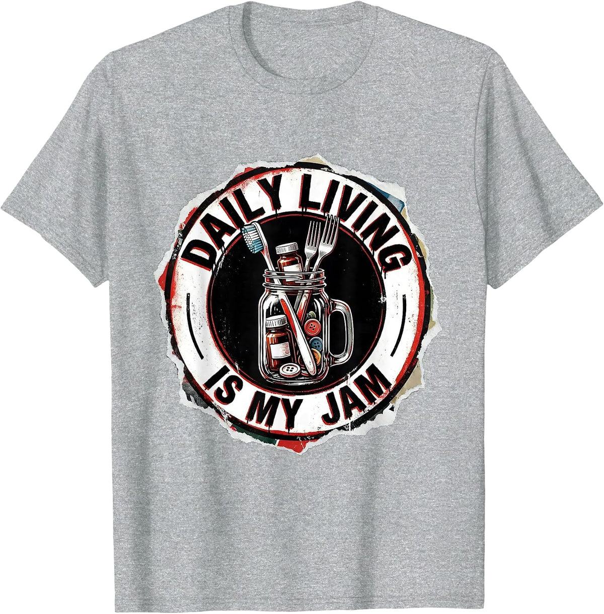 Men's Daily Living Is My Jam Occupational Therapy Design T-Shirt - Heather Grey