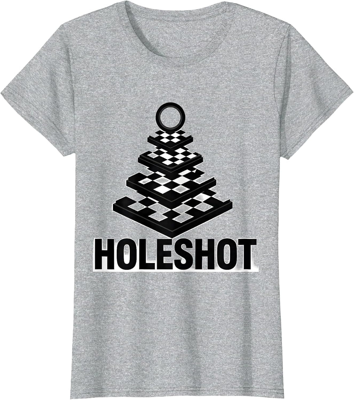 Holeshot Geometric Drag Racing Flag American Racer T-Shirt - Heather Grey