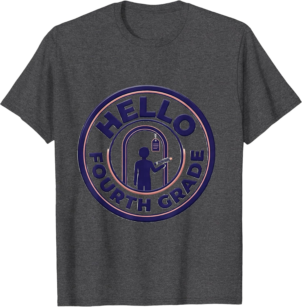 Hello Fourth Grade Playful First Day of School Back To T-Shirt - Dark Heather Grey