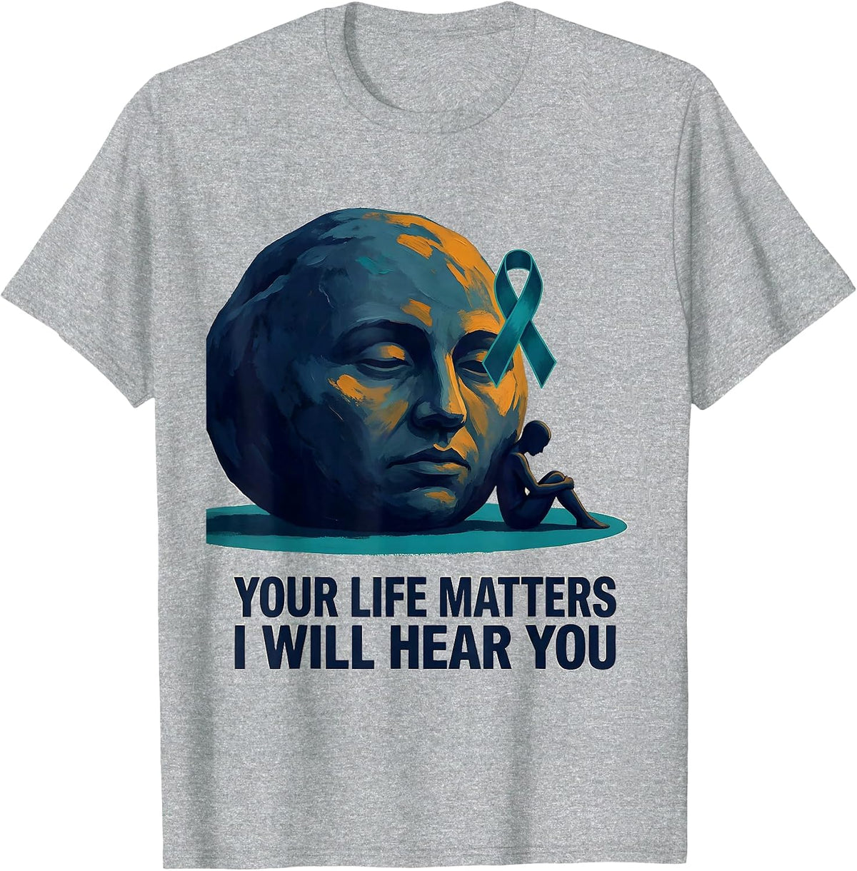 Men's Your Life Matters I Will Hear You Mental Health Awareness T-Shirt - Heather Grey