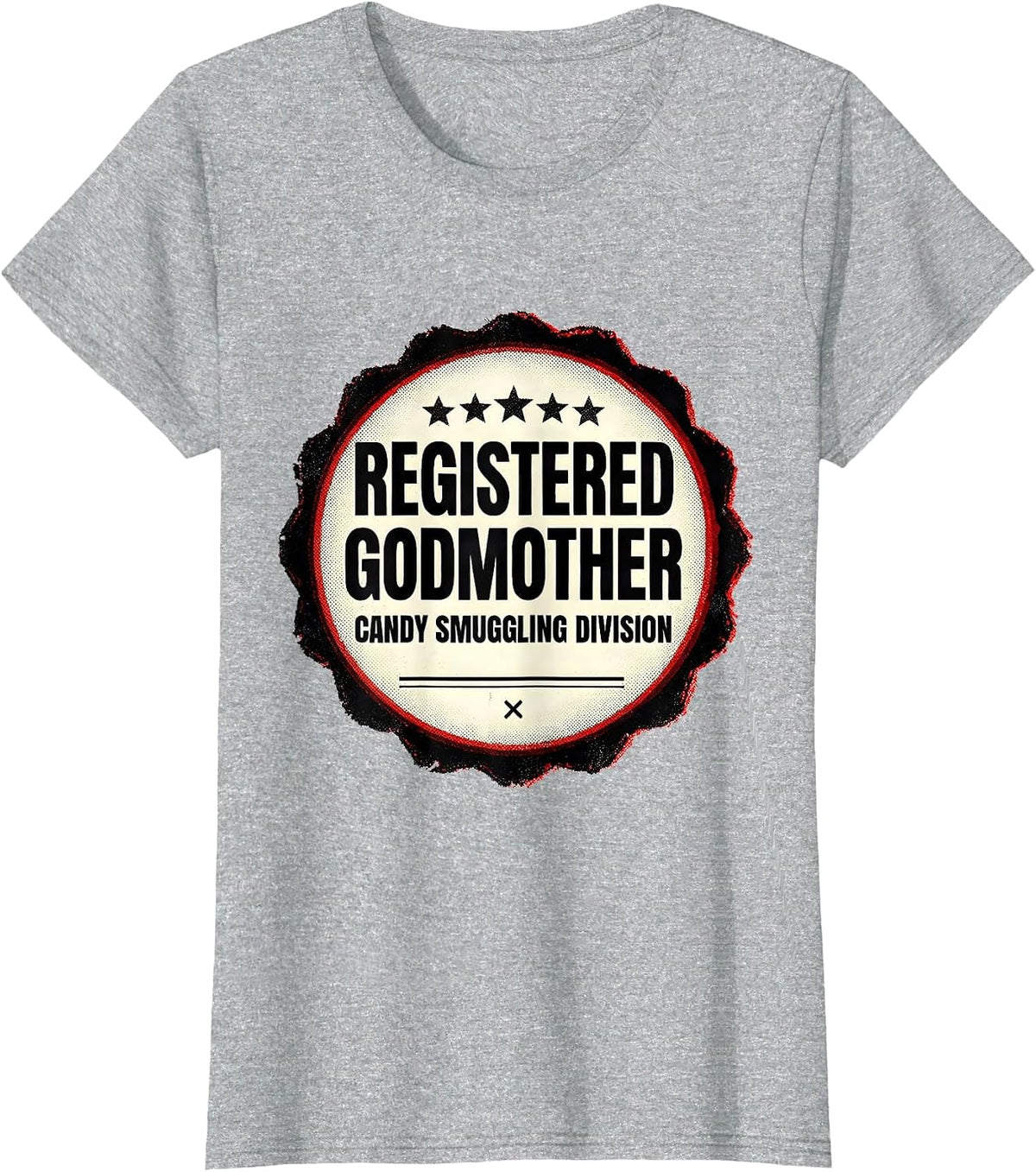 Registered Godmother, Candy Smuggling Division Funny T-Shirt - Heather Grey