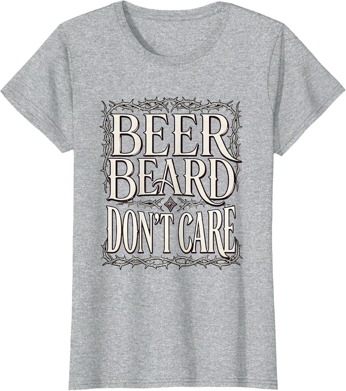 Women's Beer Beard Don't Care Oktoberfest Design T-Shirt - Heather Grey