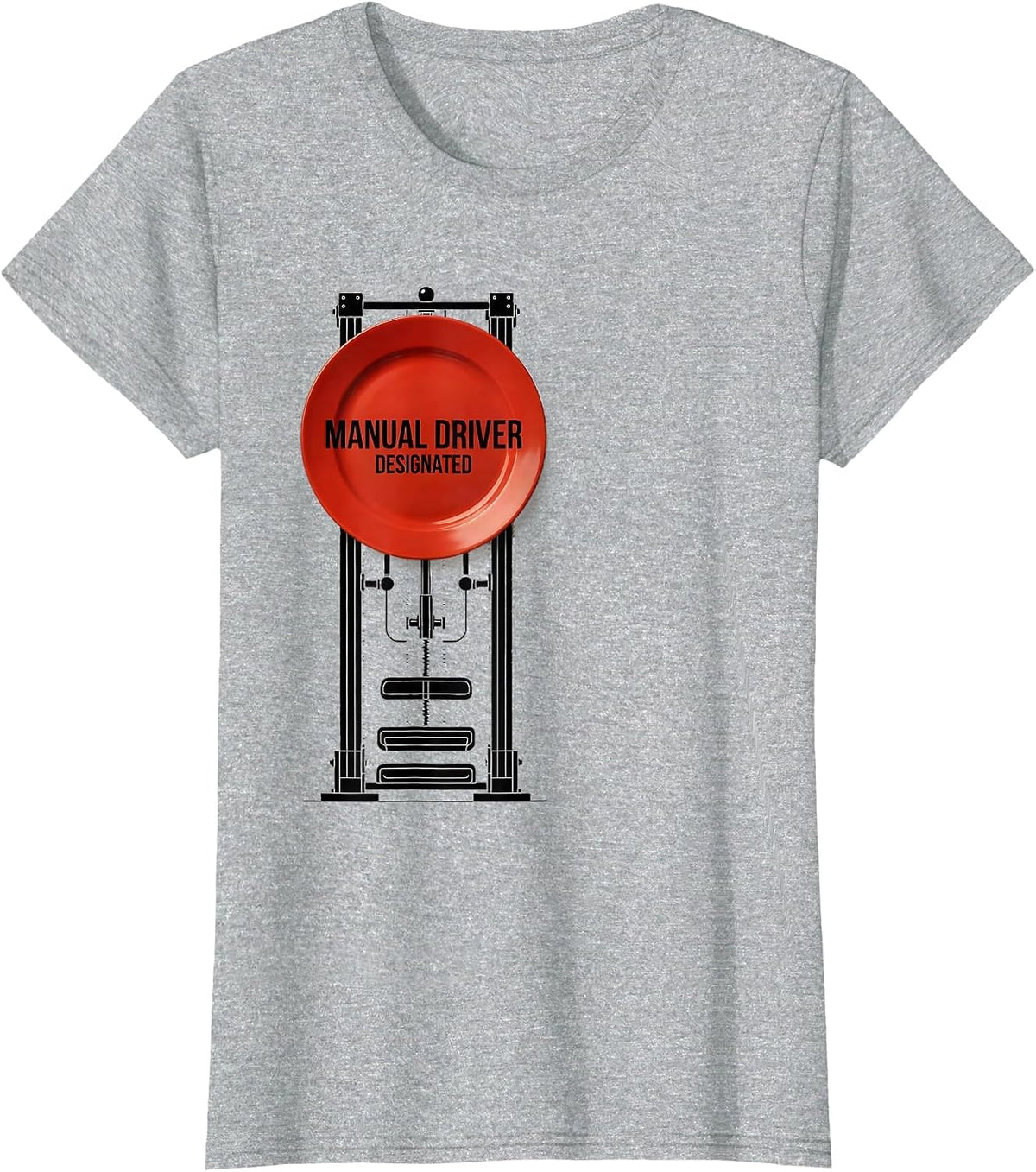 Women's Manual Driver Designated Swiss International Car Guy Stick T-Shirt - Heather Grey