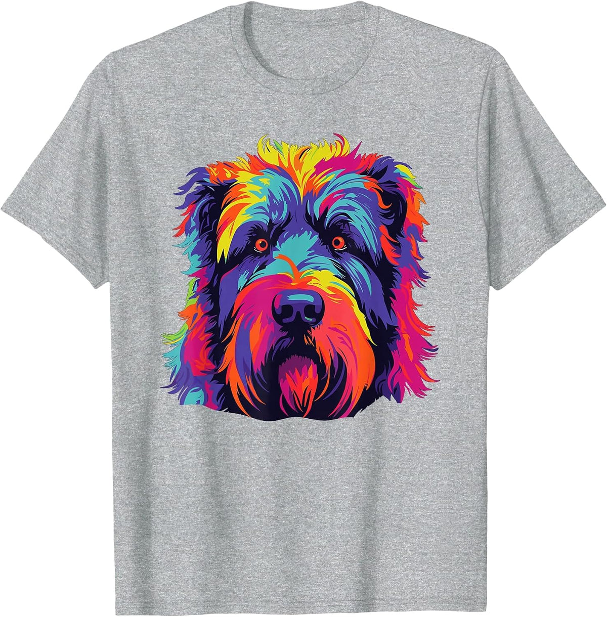 Watercolour Colourful Bouvier Des Flandres Dogs T-Shirt - Heather Grey
