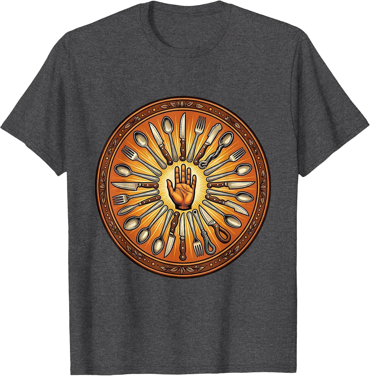 Occupational Therapy Adaptive Utensils Sunburst Art T-Shirt - Dark Heather Grey